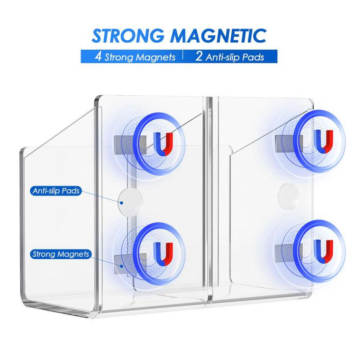 MaxGear Magnetic Dry Erase Marker Holder, 2 Compartments Clear Acrylic Pen & Marker Organizer with Strong Magnet for Whiteboard, Fridge & Locker, Hol