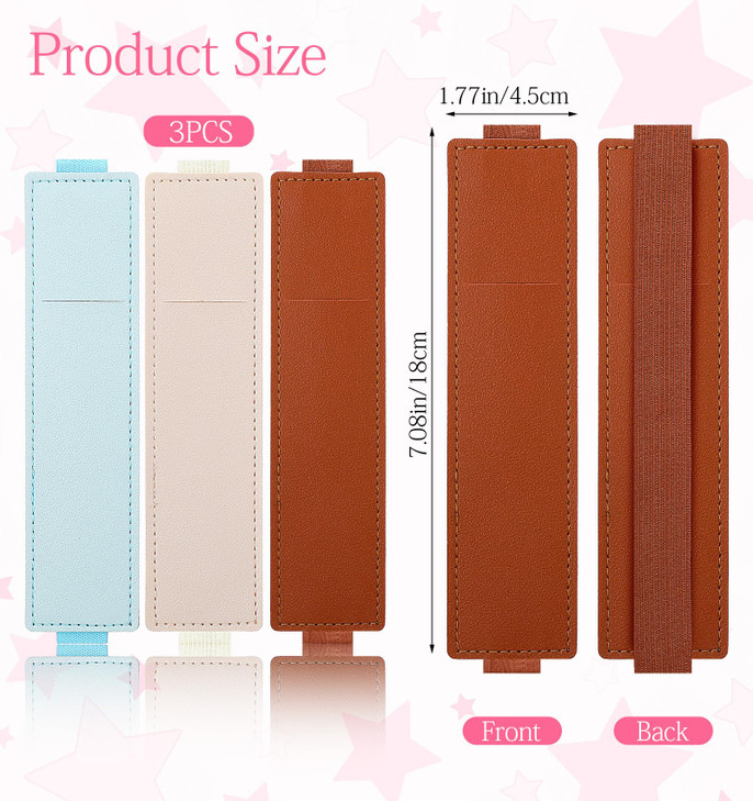 3Pcs Pen Holder for Notebook, Adjustable Notebook Pen Holder, PU Leather Pencil Case, Pencil Holders Notebooks, Planners, Binders and Books