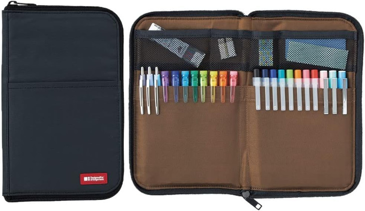 LIHITLAB LAB Slim Pen/Pencil Pouch, Wide, 0.7 × 5.5 × 8.5 Inches, Black (A7653-24)