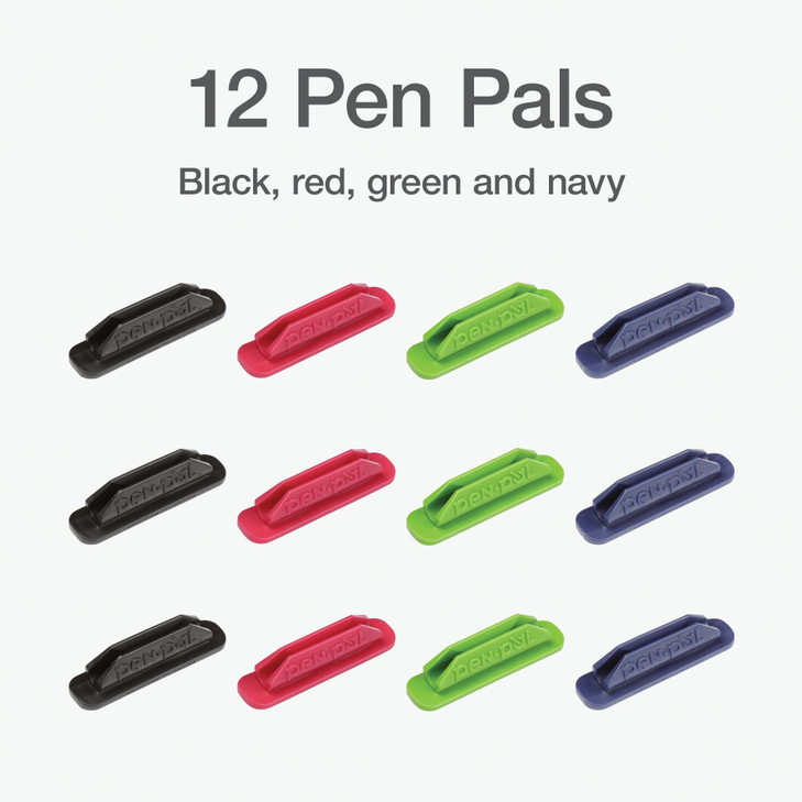 Tops Pen Pal Pen Holders, Flexible Pen Holder, Writing Tool Organizer, Office and Teacher Supplies, Sticks to Clipboards, Asst Colors, 12 Pack (10092