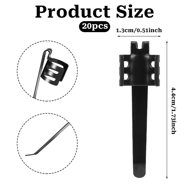 Mozeat Lens 20 Pieces Flashlight Clip Pen Clips Metal Pencil Loop Clip Space Pen Alloy Pen Clips Black Pocket Clip Portable Pencil Holder Clips for H