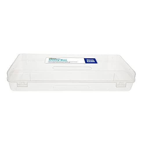 BAZIC Products Plastic Pencil Case, Ruler Length Large Utility Storage Box, Multi Purpose Organizer & Supply Holder, Clear Box Design, Ideal for Scho