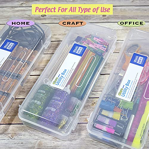BAZIC Products Plastic Pencil Case, Ruler Length Large Utility Storage Box, Multi Purpose Organizer & Supply Holder, Clear Box Design, Ideal for Scho