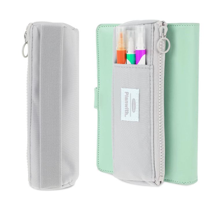 Elastic Pen Holder for Notebook, Zipper Notebook Pencil Pouch Small Pencil Holder Pouch with Adjustable Elastic Band Slim Pencils Bag Journal Pen Hol