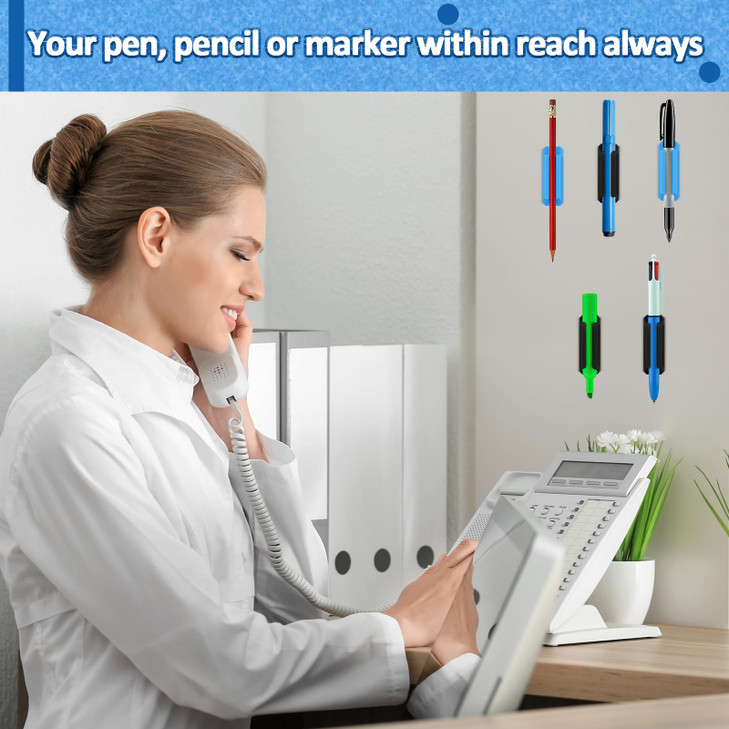 BOBOKA 20Pcs Pencil Holder for Desk, Adhesive Pen Holder for Classroom Clipboard Attachment, Silicone Pencil Holder & Marker Holder for School Office