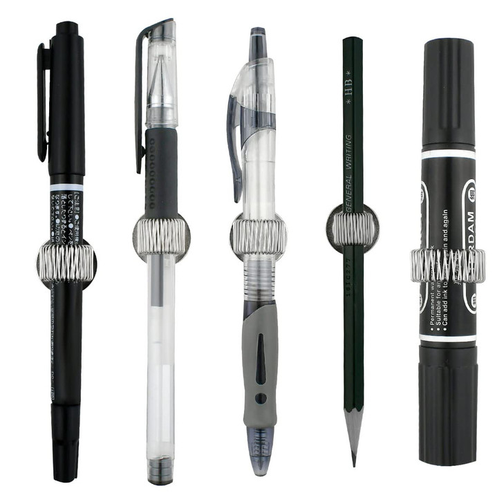 8 Pcs Manganese Steel Pen Holder Clips Self Adhesive Pencil Organizer with Adjustable Spring Loop for Erase Board Whiteboard Bulletin Board Refrigera