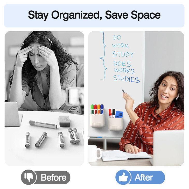 MoKo Magnetic Dry Erase Marker Holder 2Pack, Magnetic Marker Holder for Whiteboard, Pen Case Pencil Storage Organizer for Office, Locker, Refrigerato