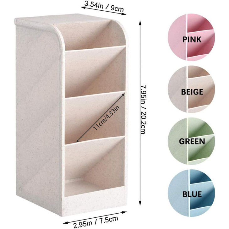 SITAKE Pen Pencil Holder Organizer, 4 Colors Marker Organizer and Storage, Big Desk Organizers and Accessories, Cute Kawaii Stationary for Kids, Girl