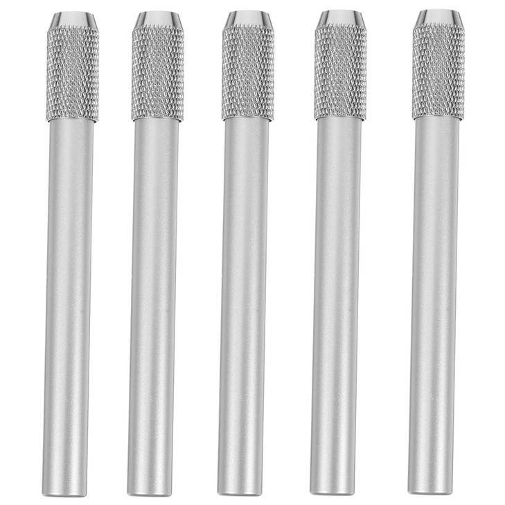TEHAUX 5pcs Pencil Extenders, 4inch Stainless Steel Pencil Lengthener Adjustable Charcoal Stand Pen Sleeve Extender Holder Lengthener for Artists, Ho