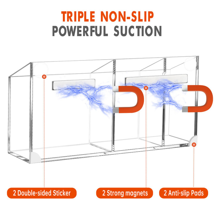 Banafich Magnetic Dry Erase Marker Holder, Acrylic Magnet Pen Holder for Whiteboard, Refrigerator, Magnetic Fridge Organizer for Office, Classroom, W