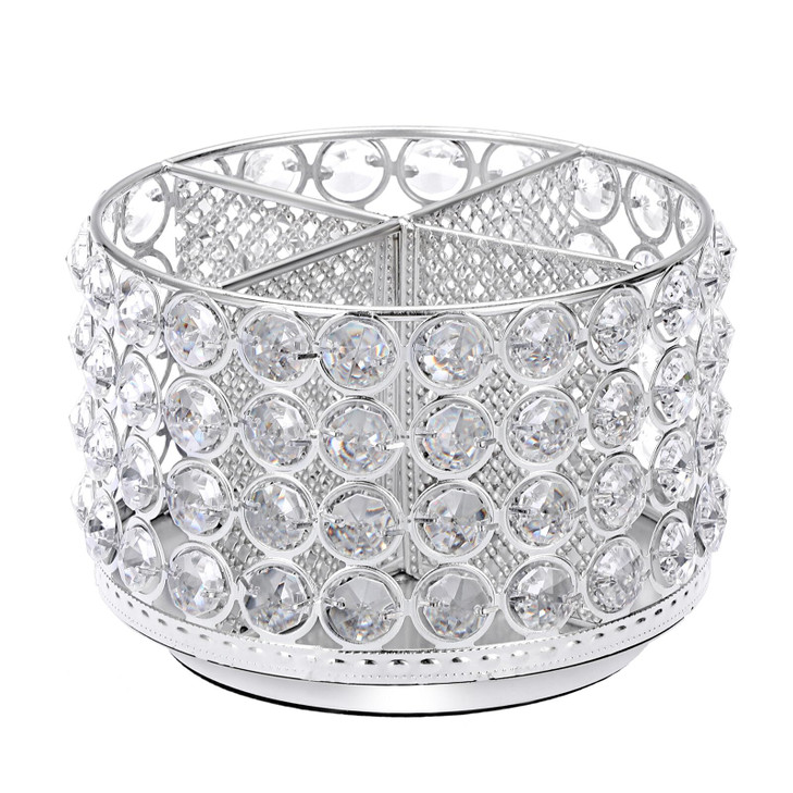 Hipiwe Crystal Vanity Organizer Makeup Brush Holder- 360 Rotating Cosmetic Brushes Display Organizers Spinning Remote Control Holder Bathroom Storage