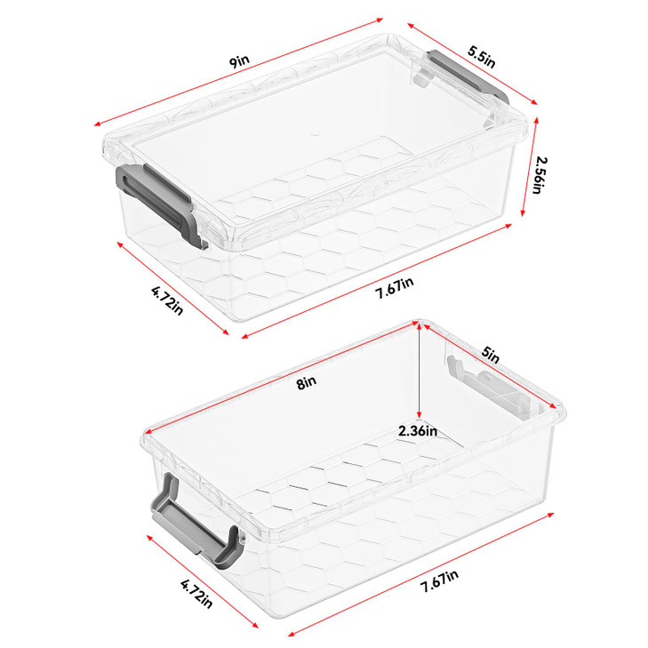 BiuLeon 4 Pack Extra Large Pencil Box, Plastic Pencil Case Organizer, Clear Crayon Box Marker Organizer, Stackable Craft Organizers and Storage for P