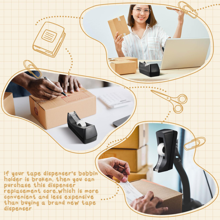 Humyoun 12 Pcs Tape Dispenser Core Tape Dispenser Replacement Core Small Plastic Allocator Roll Insert for Office Home Supplies Accessories(Black)