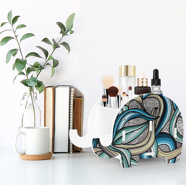 MOKANI Pen Pencil Holder for Desk Cute Elephant Gifts Desk Organizer Marker Makeup Brush Holders Workspace Organizers Office Decor Accessories with P