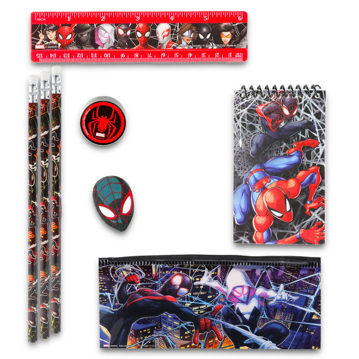 Spiderman School Supplies Set - Marvel Stationery Bundle with Spiderman Pencil Case, Spiderman Pencils, Erasers, Stickers, More | Marvel School Suppl