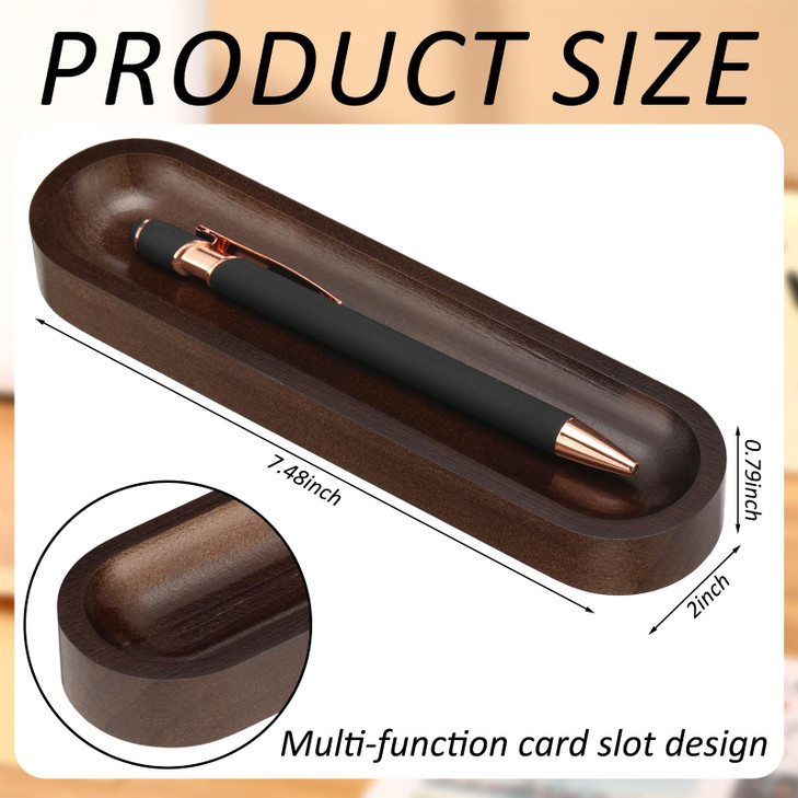 Chunful Set of 2 Black Walnut Pen Tray Wood Pen Holder Wooden Pencil Holder for Desk Multiple Use Desk Writing Stationary Organizer Office School Sup