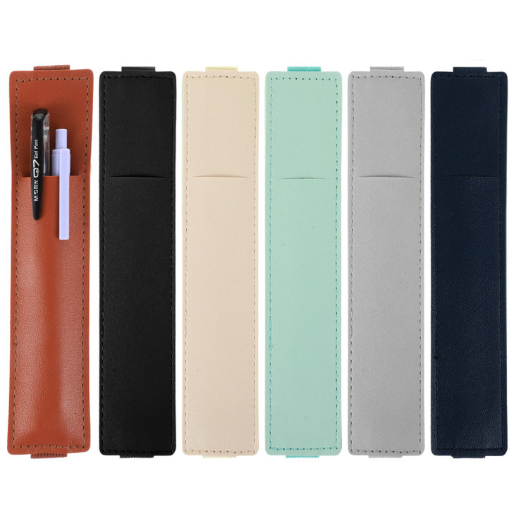 Mabor 6Pcs Elastic Notebook Pen Holder Adjustable Straps PU Leather Pen Sleeve Pouch for Journal Planner Pencil Holder for Book Binder School Office