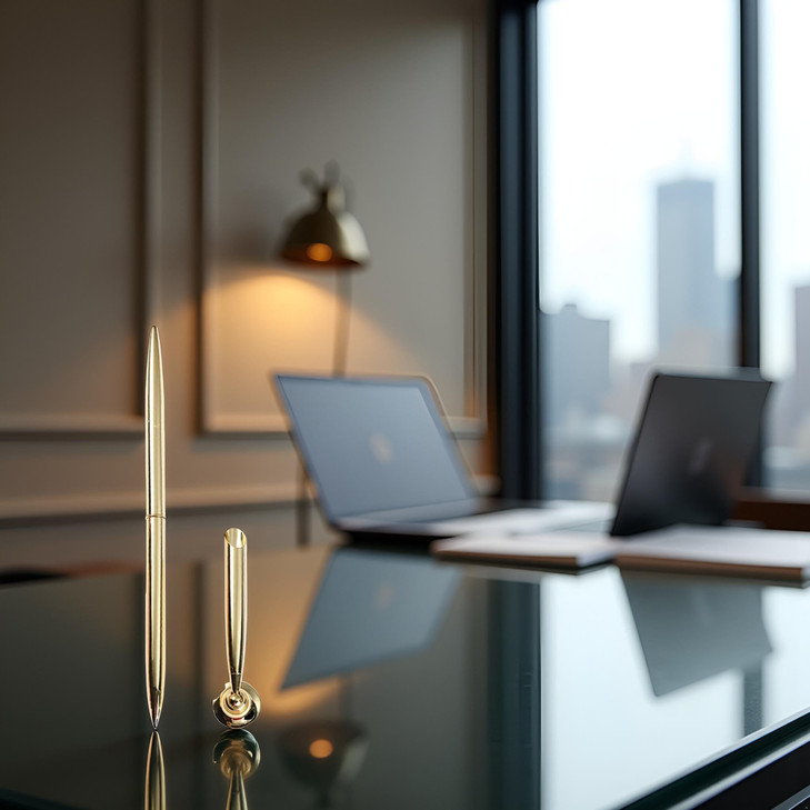 Gold Pen And Pen Stand Round Pen Holder Signing Pen Set Metal Attached To Desk Base Stands For Wedding Office Ballpoint Set Ballpoint Attached Base D
