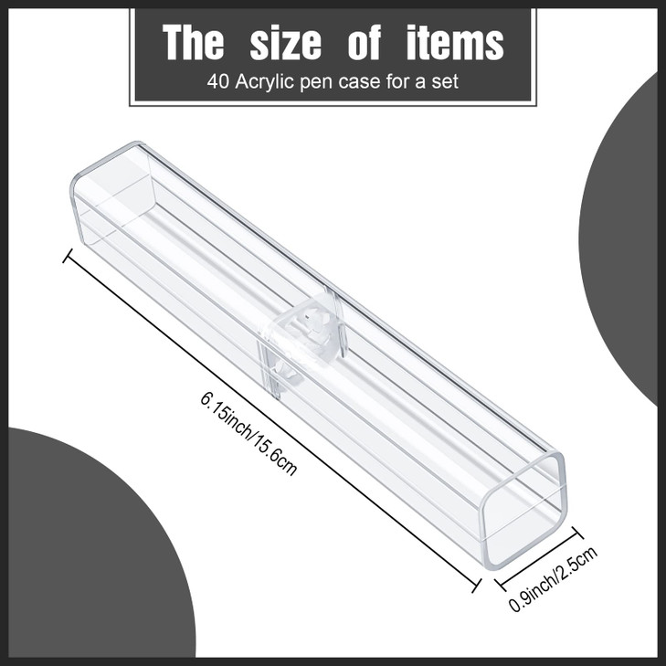 Spakon 40 Pieces Pen Gift Boxes, Acrylic Plastic Pen Cases Storage Plastic Pencil Box Case Transparent Pencil Container for Student School Office Sup