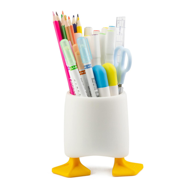 Viabty Creative Cute Duck Pen Pencil Holder, Multifunctional Stationery Pen Holder Makeup Brush Holder Kitchen Storage Cup