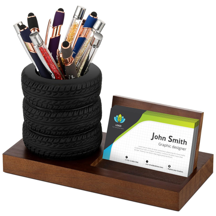 Sherr Tire Shape Stationery Set Car Salesman Gift Tire Stack Pen Holder Business Card Holder Car Salesman Desk Accessories for Desk Office Mechanics