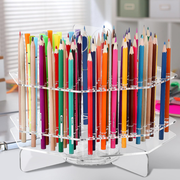 Eersida 120 Slot Acrylic Pen Holder Pen Clear Pencil Holder Display Stand Marker Organizer Acrylic Desktop Organizer the Hole Diameter Is 0.5 Inch fo
