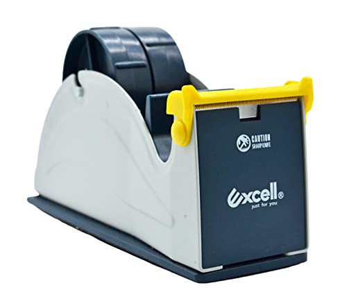 WOD TTD2SD Tabletop Twin-Roll Steel Desktop Tape Dispenser, Blue & Gray - Fits Tape up to 2 inch Wide, Holds 3 inch core, Weighted Rubber Base for St