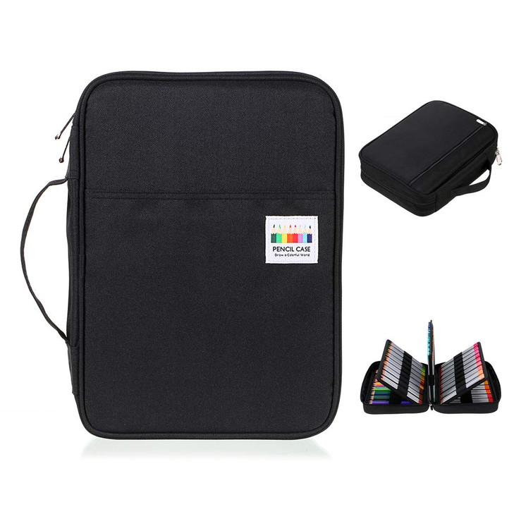 BTSKY Colored Pencil Case 220 Slots Pen Pencil Bag Organizer with Handy Wrap Portable- Multilayer Holder for Prismacolor Crayola Colored Pencils & Ge