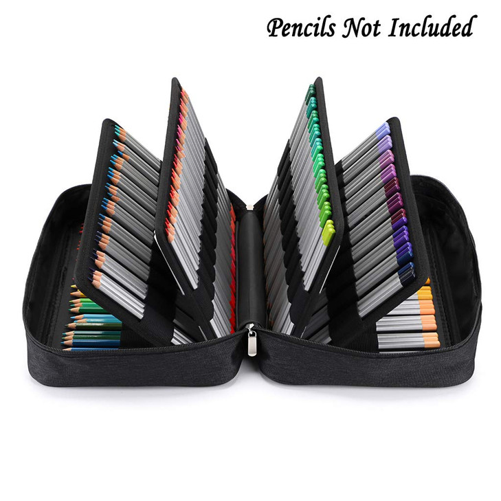BTSKY Colored Pencil Case 300 Slots Pen Pencil Bag Organizer with Handy Wrap Portable- Multilayer Holder for Crayola Colored Pencils & Gel Pen(Black)