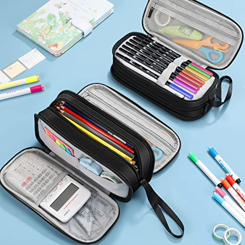 FINPAC Pencil Case, Large Capacity Pencil Box, Pen Pouch Stationery Storage Organizer for Women Men Senior, Pen Bag Office Supply, Don't touch