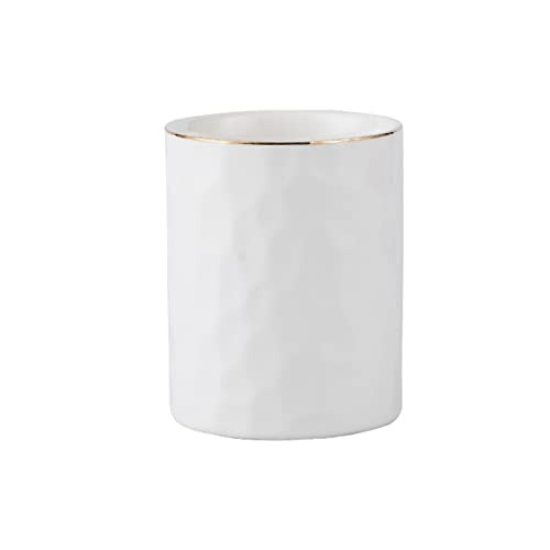 Aewill Ceramic Pen Holder Stand Cup Pencil Holder Organizer Makeup Brush Holders for Home Office Desk (White)
