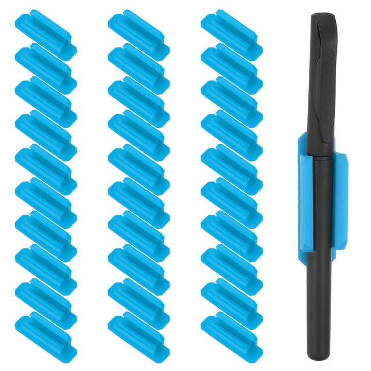 PATIKIL Pen Holder for Desk, 30 Pack Adhesive Pencil Holders Silicone Pencil Holder for Classroom Office Accessories Teacher Supplies, Blue