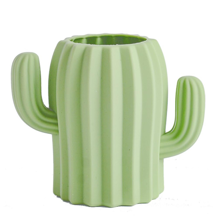 YOSCO Silicone Pen Holder Cactus Cute Pencil Holder Cup Pot for Desk for Kids Office Decor Desk Organizer Makeup brush Holder Toothbrush Holder (Gree