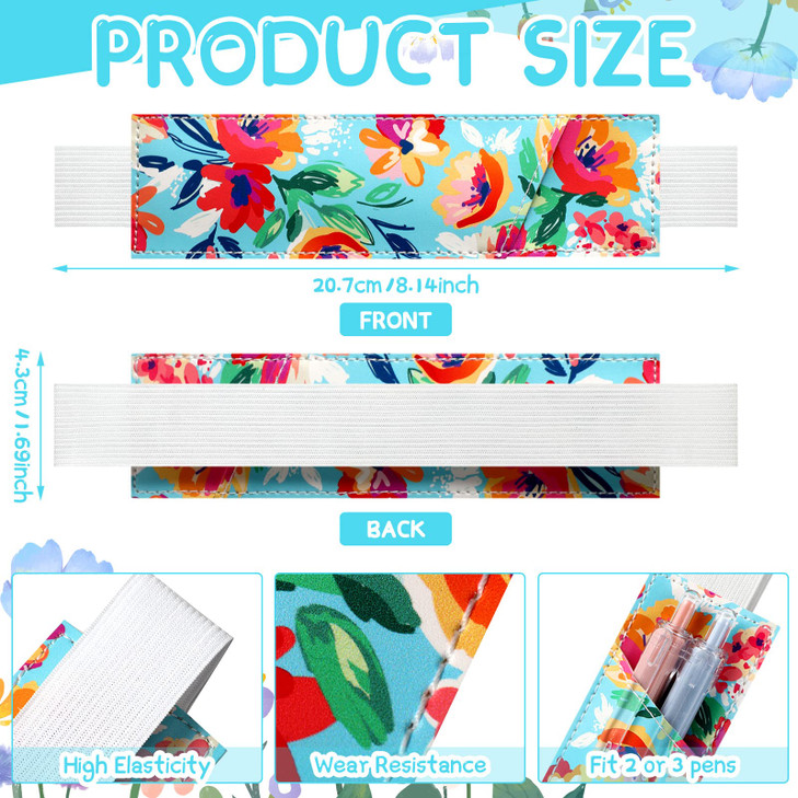 Crtiin 4 Pieces Adjustable Elastic Band Pen Holder, Pencil Holder, Pen Sleeve Pouch for Hardcover Journals, Notebooks for Back to School Gift, PU Lea