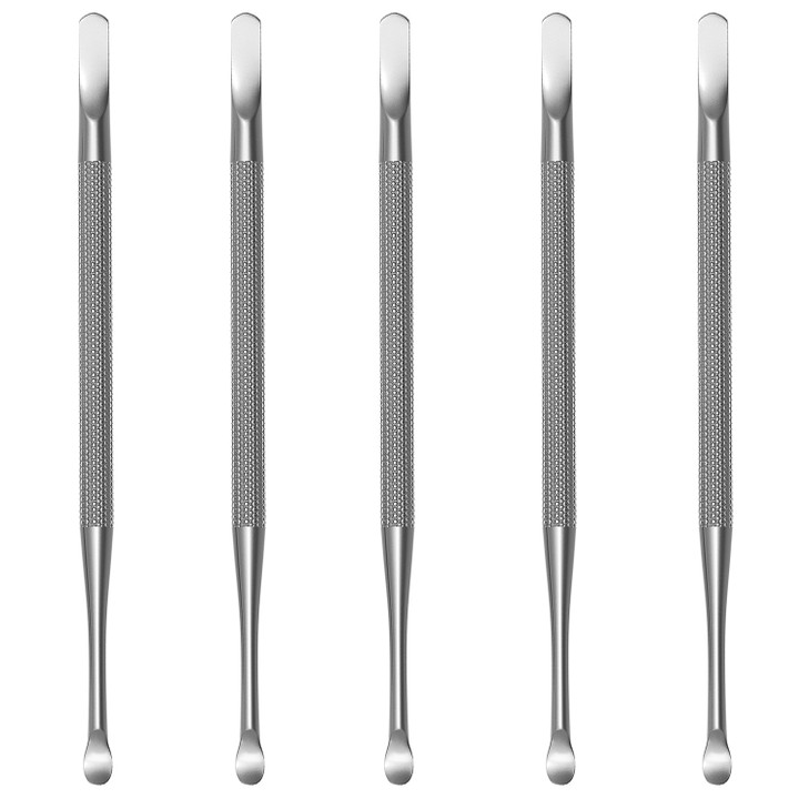 Professional Cuticle Pusher and Spoon Nail Cleaner | 5 Pack | Dual Sided Stainless Steel Pusher and Nail Cleaner | For Nail And Cuticle Care | by Ste