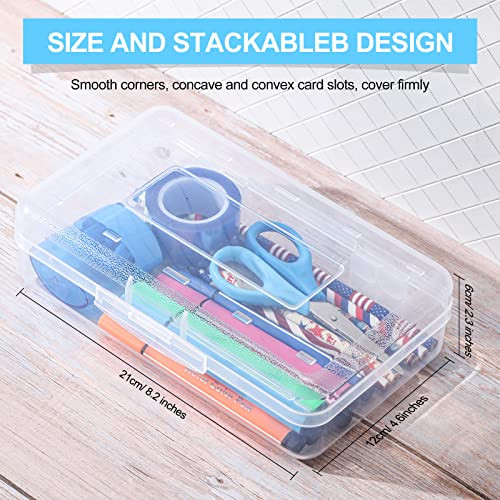 Fainne 24 Pack Pencil Boxes for School Clear Plastic Pencil Case Large Plastic Crayon Box Bulk Stackable Classroom Stationery Organizer School Suppli