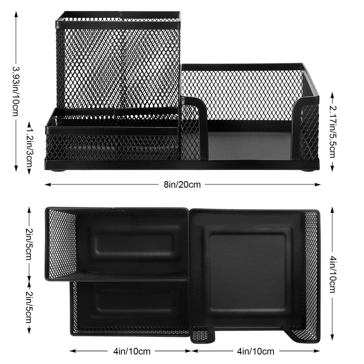 Comix Mesh Pen Pencil Holder Desk Organizer, 3 Compartment Wire Desktop Pen Pencil Cup Caddy Office Supplies Desk Accessories for Home Office School,