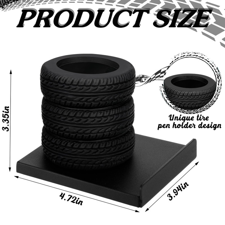 Feifeiya Tire Shape Stationery Set Tire Shaped Pen Holder Metal Business Card Holder Automotive Business Card Organizer for Man Desk Office School Co