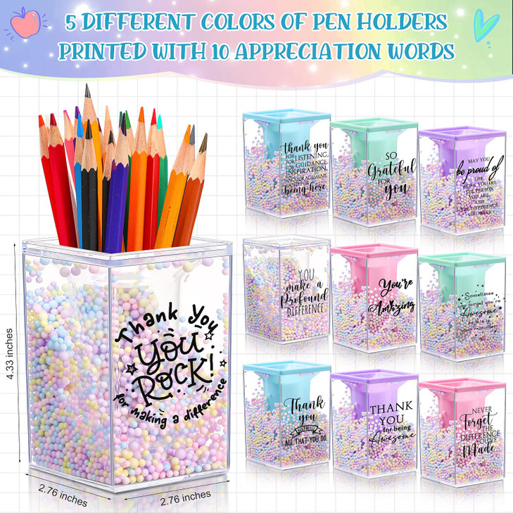 Fuutreo 10 Pcs Appreciation Gifts for Coworkers Bulk Cute Bubble Pencil Holder Inspirational Makeup Desk Organizer for Teacher Emergency Nurses Vet T