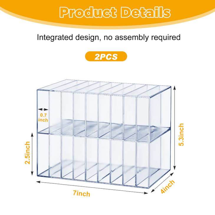 MotiMind 2 Pcs Acrylic Marker Organizer Desktop Storage Hold 144 Marker, Clear Pencil Holder Stand Art Brushes Stationary Display with 18 Compartment