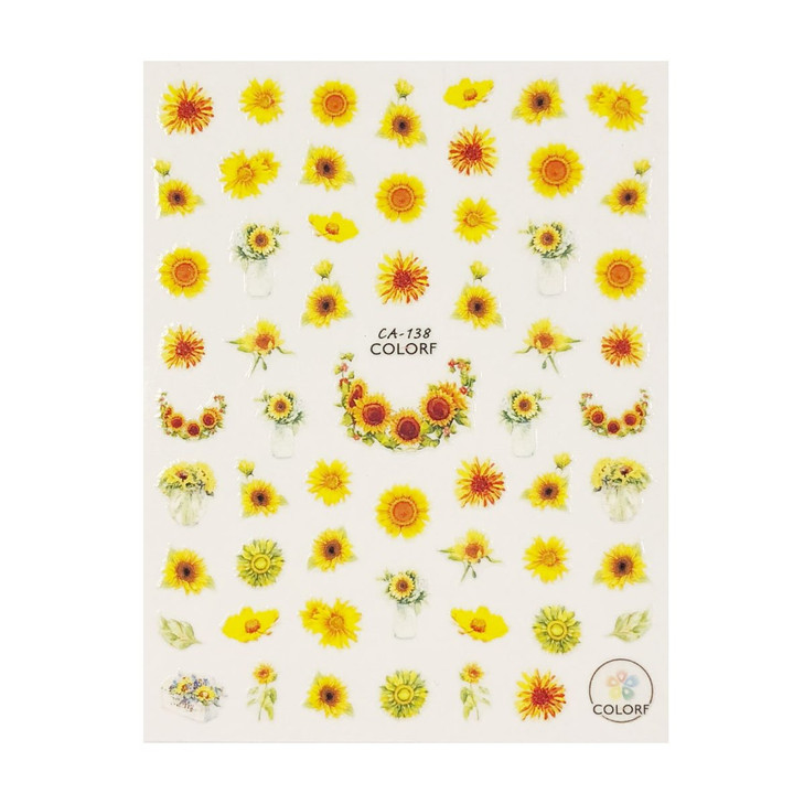 ALLYDREW 3 Sheets Buzzing Nature Nail Art Bees & Sunflowers Nail Stickers