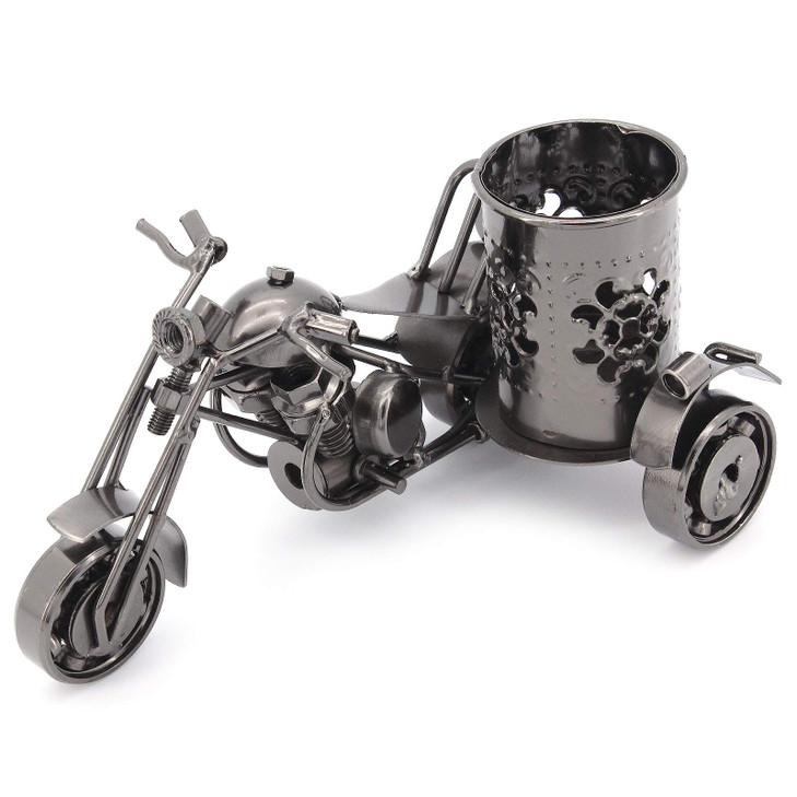 Metal Motorcycle Model Pen Holder Desktop Decorative Pen Holder Creative Motorcycle Model Pen Holder Office Desktop Ornaments Pen Holder Vintage Moto