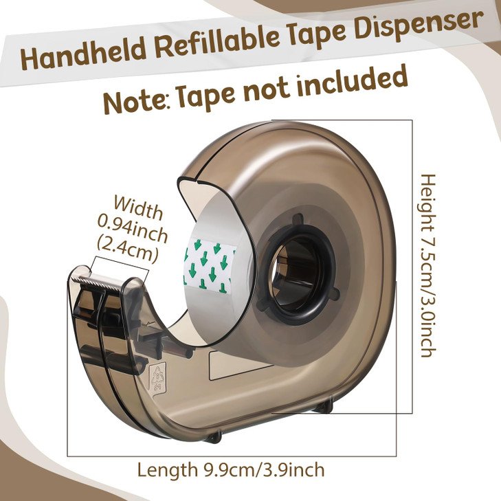 24 Pieces Handheld Tape Dispenser Desktop Adhesive Cutter Transparent Plastic Refillable Dispenser Lightweight and Portable Manual Use Adhesive Holde