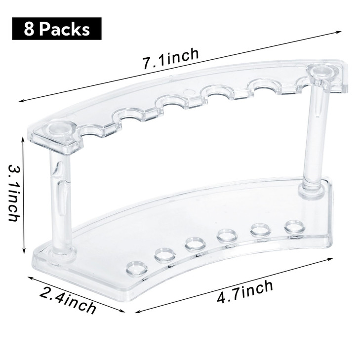SOUJOY 8 Pack Acrylic Pen Display Stand, 6-Slot Pen Holder Rack, Eyebrow Pen Stand, Makeup Brush Rack Organizer for School Office Home Store