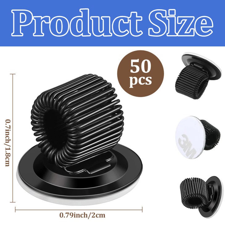 Colarr 50 Pcs Pen Holder Clips for Clipboard Manganese Steel Pen Holder Adjustable Self Adhesive Spring Loop Pencil Organizer for Whiteboard Bulletin