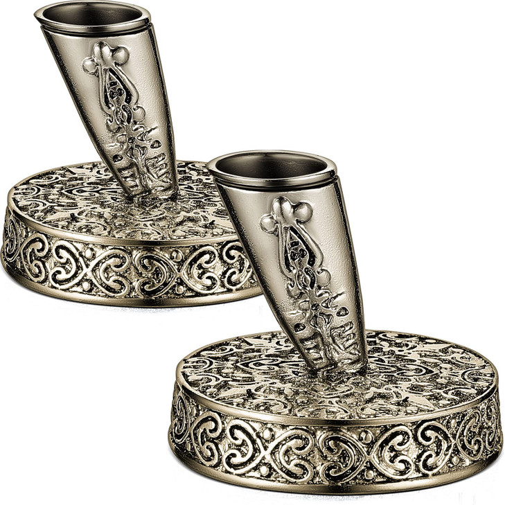 Tenare 2 Pieces Vintage Round Metal Feather Pen Holder Insertion Pen Holder Feather Quill Stand Desktop Dip Pens Base for Office Supplies Student Pre