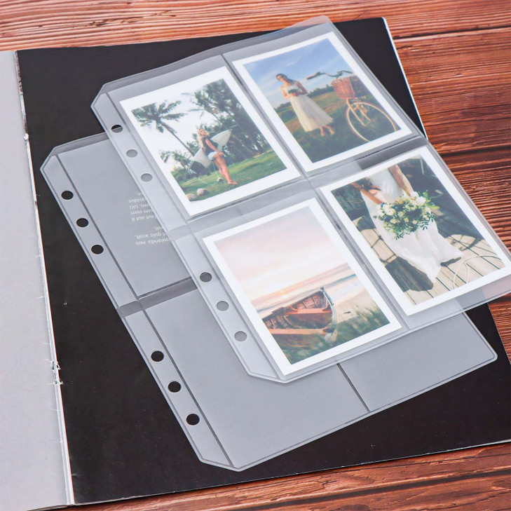 XiowDow 12pcs A5 Binder Pockets Frosted PVC Credit Card Holder Top Loading Photocard Sleeves 6 Holes Binder Pouches Insert Document Filing Bags for S