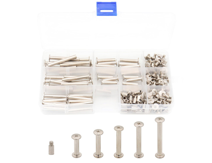 LBY 120pcs Phillips Chicago Screws, M5 x 20/25/30/35/40mm Binding Screw Posts, Binding Barrels and Screws Assortment Kit, with Extention Posts (20pcs