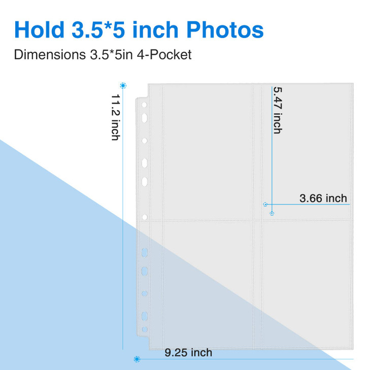 Sooez 30 Pack Photo Sleeves for 3 Ring Binder (240 Pictures), 3.5x5, Heavy Duty Plastic Page Protectors, Clear Binder Postcard Sleeves, Archival Phot