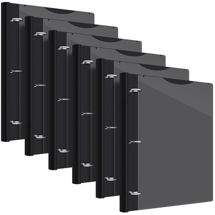 Henoyso 6 Pcs 1 Inch Telescoping 3 Ring Binder with Expandable Telescoping Spine 200 Sheets Capacity with Clear Front Cover 3 Round Rings Flexible Pl
